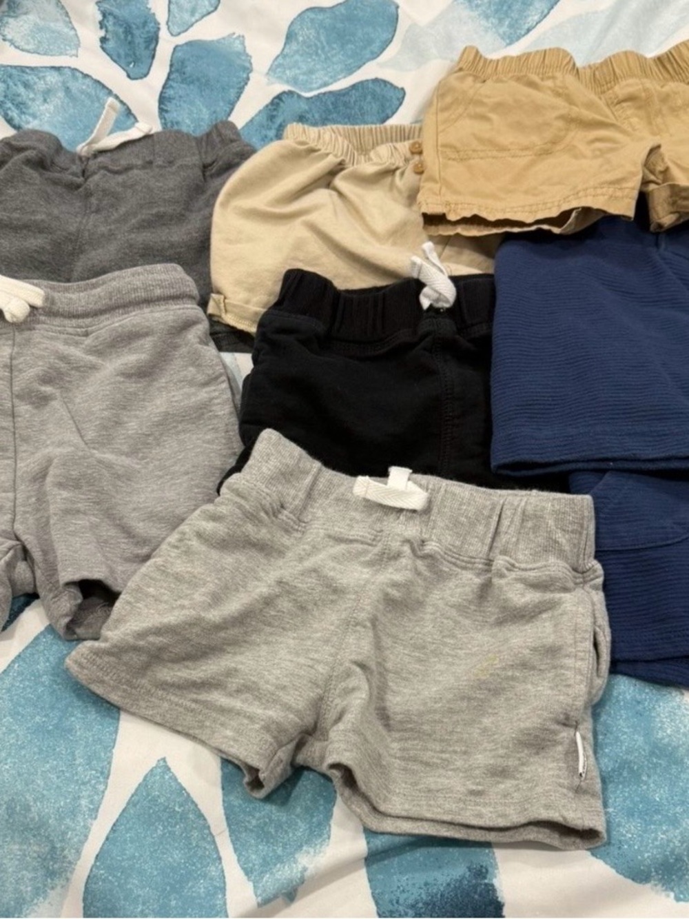 Kids Cotton Blend Shorts Pack - Gray, Black, Navy, Tan